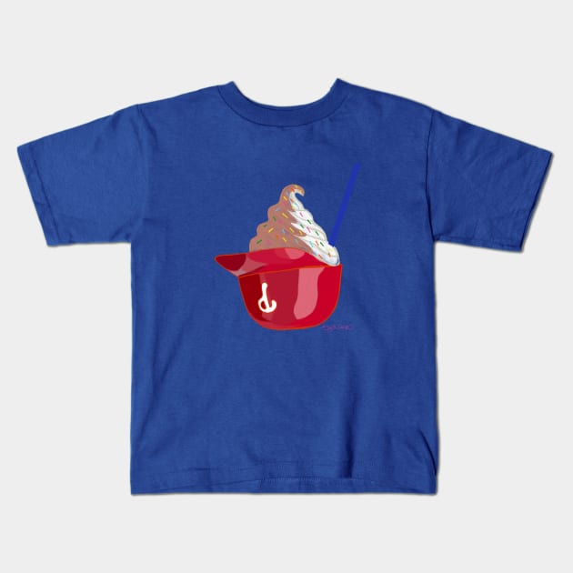 Ice Cream Helmet Kids T-Shirt by MajorLeagueArt